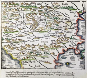 Kart over Sentral-Europa, fra «Cosmographia Universalis», utgitt i 1555